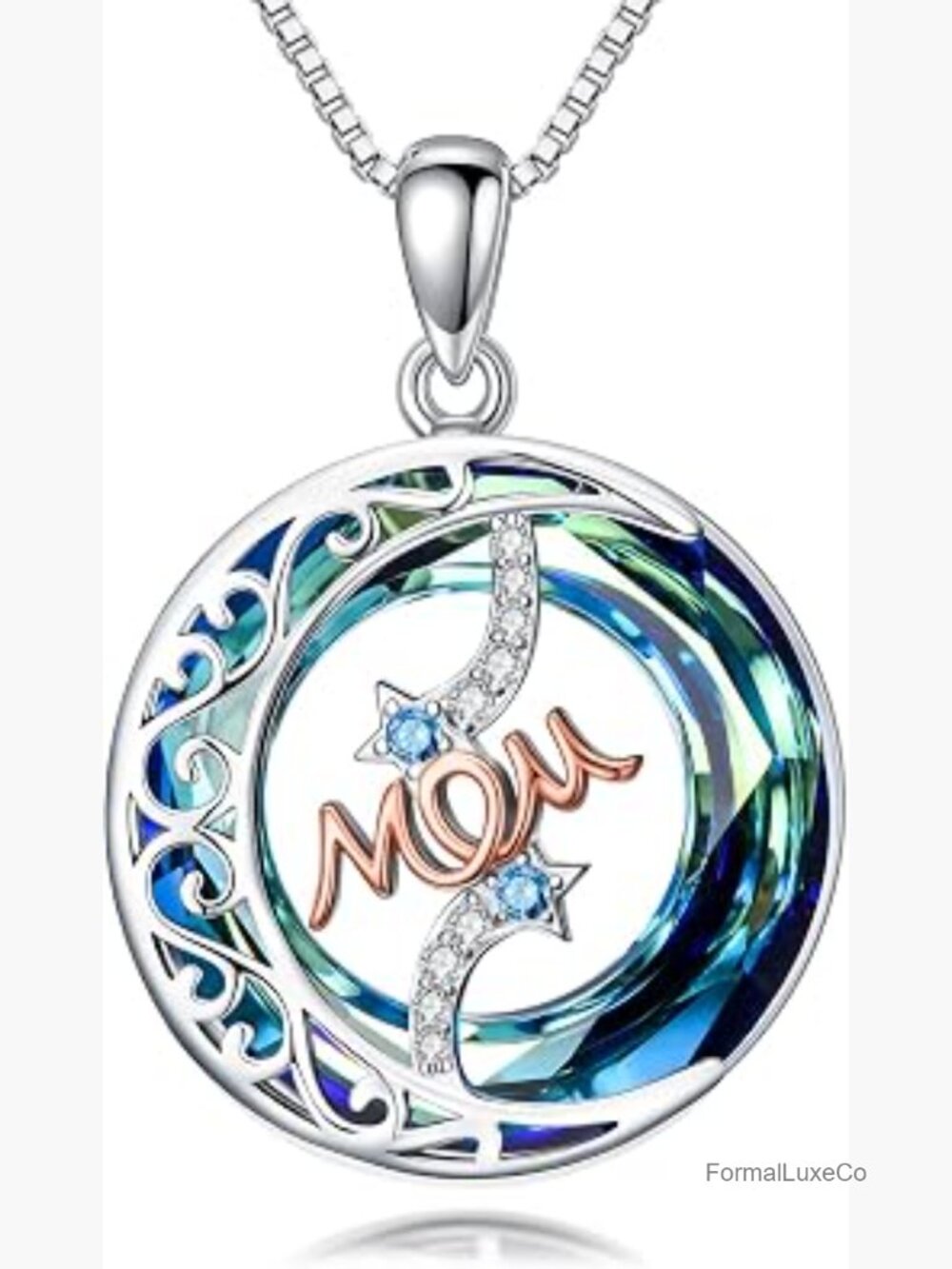 Opal Crystal Pendant Necklace Mothers Day Gift for Women Jewelry